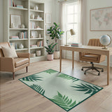 Green Mint Green Fern Leaf Area Rug