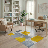 Brushstroke Yellow Grey Geometric Area Rug