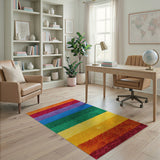Multi-color and Patterns Vibrant Rainbow Stripe Shag Area Rug