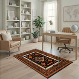 Orange Bold Orange Black Southwestern Geometric Rug