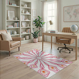 Radiant Pink Sunburst Floral Area Rug