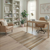 Tan Brown Striped Rustic Farmhouse Rug