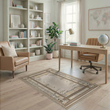 Beige Heritage Tribal Area Rug with Geometric Frame