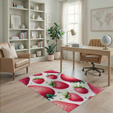 Fruit Pattern Red Vibrant Strawberry Fruit Pattern Area Rug