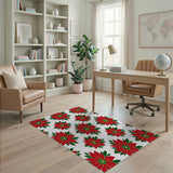 Floral Vintage Red Festive Red Poinsettia Floral Area Rug