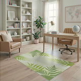 Green Lush Green Fern Area Rug