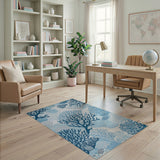 Blue Coral Reef Coastal Area Rug