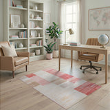 Modern Geometric Pink Stripe Area Rug