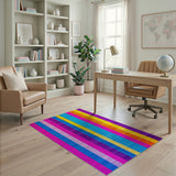 Geometric Modern Multi-color and Patterns Vibrant Multi-Color Vertical Stripe Area Rug