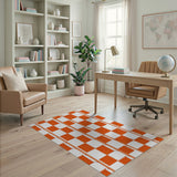 Orange Geometric Frame Area Rug