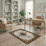 Traditional Persian Ornate Gold Floral Frame Area Rug