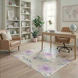 Purple Floral Vintage Area Rug on Beige