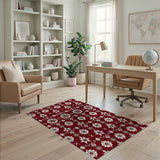 Geometric Modern Red Festive Red Snowflake Geometric Area Rug