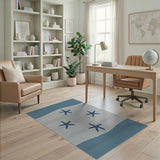 Navy Starfish Coastal Stripe Area Rug