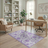 Floral Vintage Purple Purple Rose Floral Vintage Area Rug