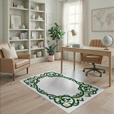 Ornate Green Persian Vine Border Rug