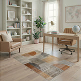 Abstract Geometric Beige Orange Area Rug