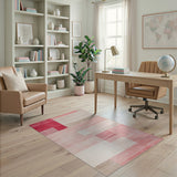Red Pink Geometric Abstract Area Rug