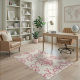 Pink Damask Floral Vintage Area Rug