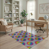 Vibrant Rainbow Circle Geometric Area Rug