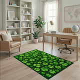 Green Kids Cartoon Lucky Shamrock Clover Green Area Rug