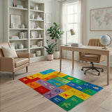 Vibrant ABC 123 Kids Area Rug with Cute Animals