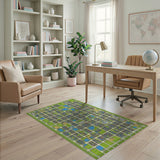Vibrant City Grid Blueprint Area Rug