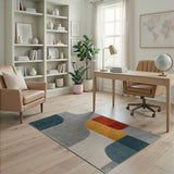 Abstract Geometric Teal Multi-Color Area Rug
