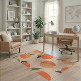 Fruit Pattern Orange Peach Fruit Pattern Area Rug