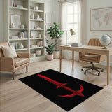 Fiery Red Tribal Sword Area Rug