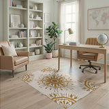 Gold Sunburst Mandala Area Rug