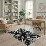 Explosive Black White Ink Flow Area Rug