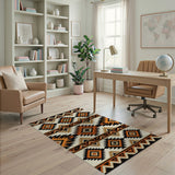 Orange Southwestern Geometric Diamond Rug