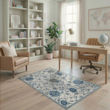 Blue and Teal Blue Peony Floral Vintage Area Rug
