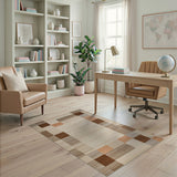 Geometric Brown Tan Framed Area Rug