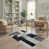 Modern Geometric Black White Abstract Area Rug