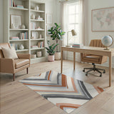 Layered Grey Chevron Zigzag Area Rug