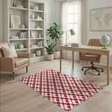 Bold Red Lattice Geometric Area Rug