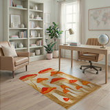 Red Whimsical Red Mushroom Forest Area Rug