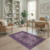Pink Floral Medallion Persian Traditional Persian Area Rug