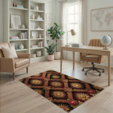 Regal Gold Crown Sunburst Red Area Rug