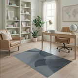 Abstract Blue Teal Wave Area Rug