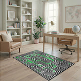 Geometric Modern Green Maze Geometric Area Rug