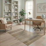 Geometric Modern Beige and Neutral Beige Striped Textured Woven Area Rug