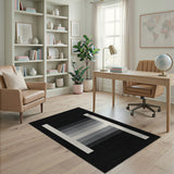 Modern Grey Geometric Stripe Rug