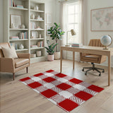 Red White Diagonal Stripe Geometric Area Rug