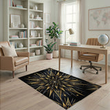 Gold Starburst Mandala Area Rug