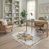 Traditional Persian Gold and Silver Ornate Gold Mandala Persian Area Rug