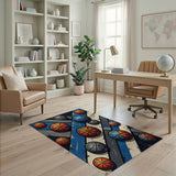 Basketball Explosion Geometric Area Rug