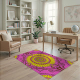 Pink Sunflower Mandala Area Rug
